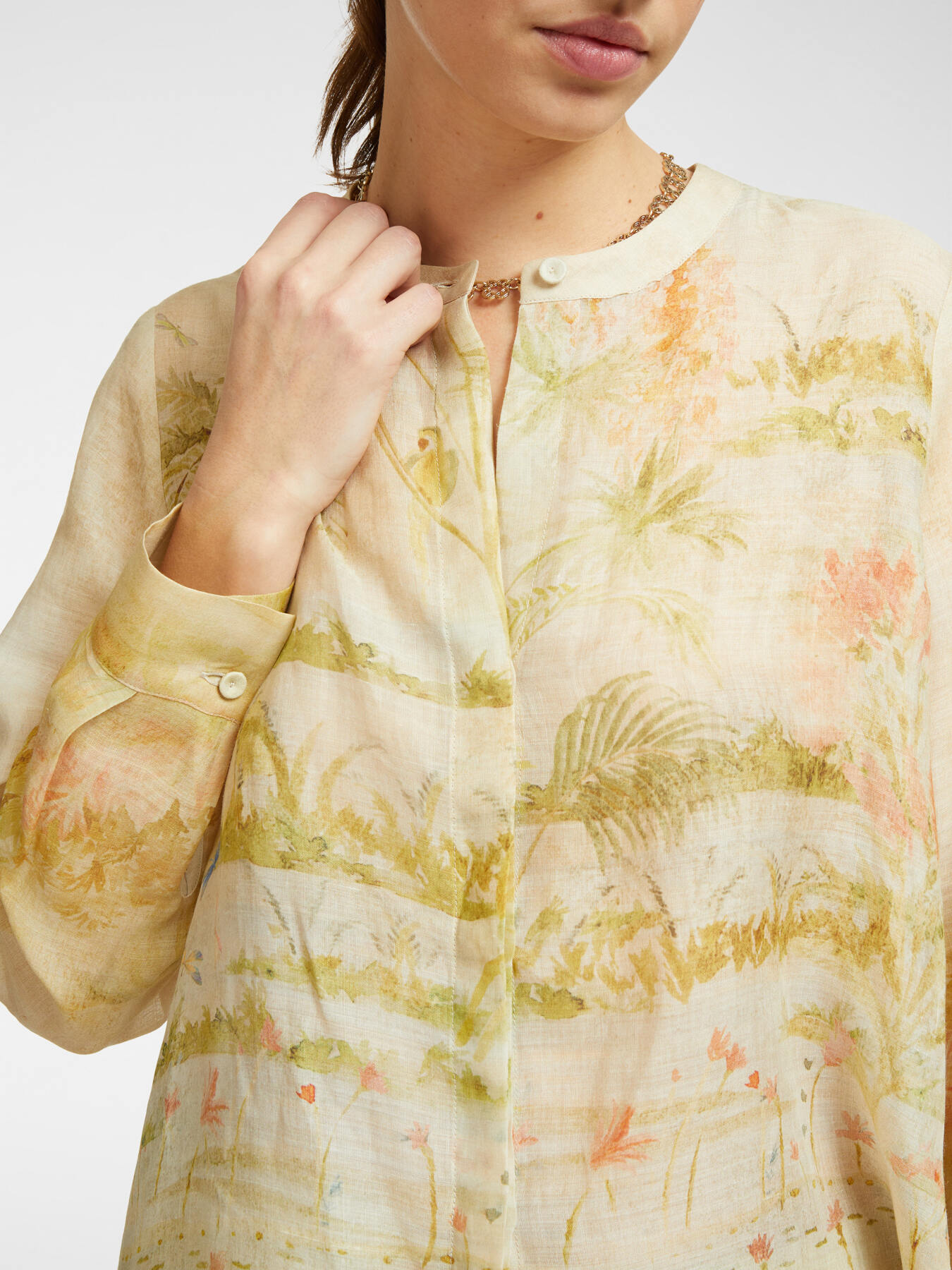 Camicia lunga in rami&egrave; stampato image number 3