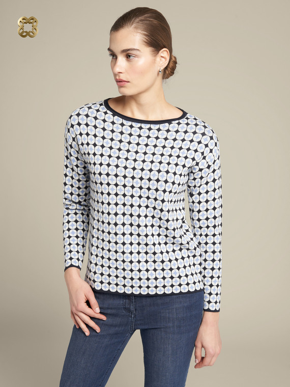 Jacquard sweater with geometric pattern