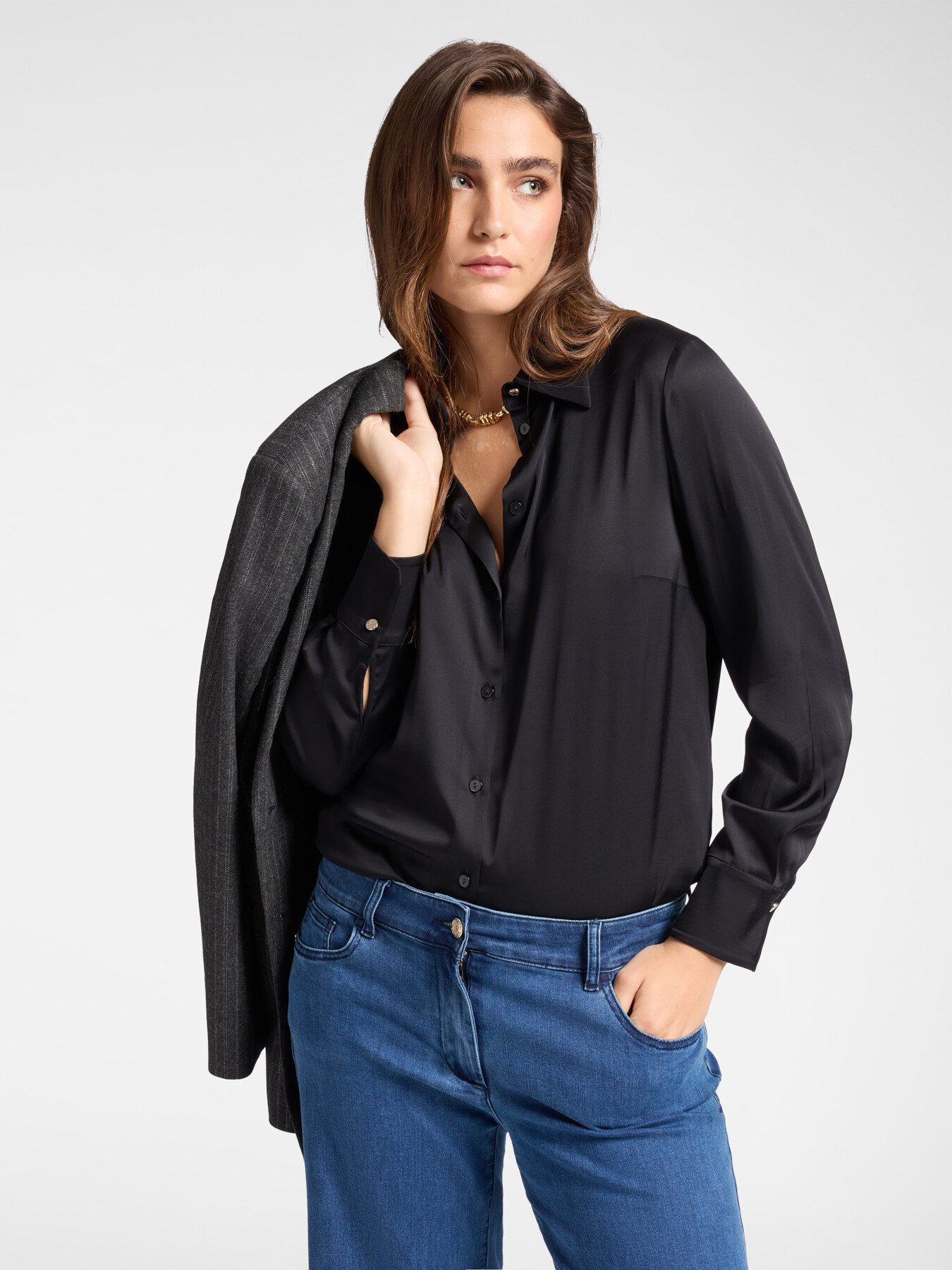 Stretch satin shirt image number 0