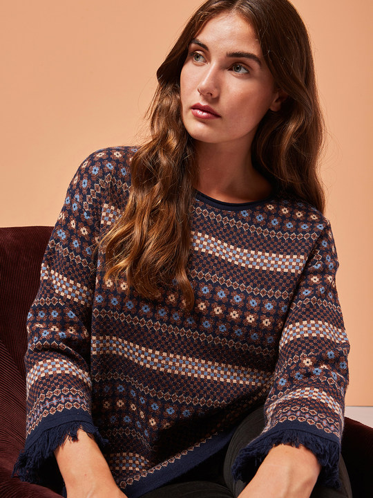 Elenamiro&nbsp;: Chandail jacquard Bleu_1