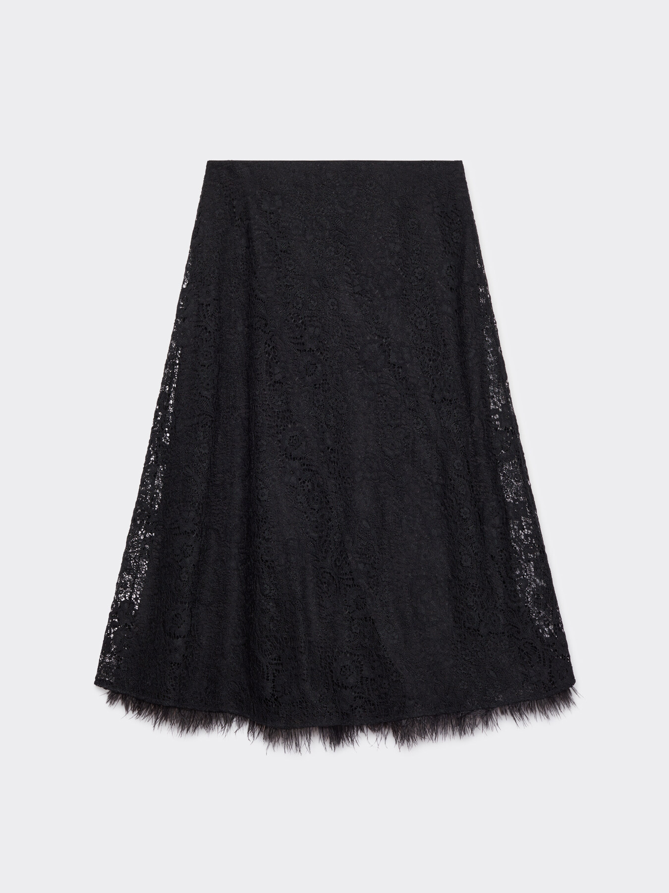 Midi-Rock aus Spitze mit Federbesatz am Saum image number 4