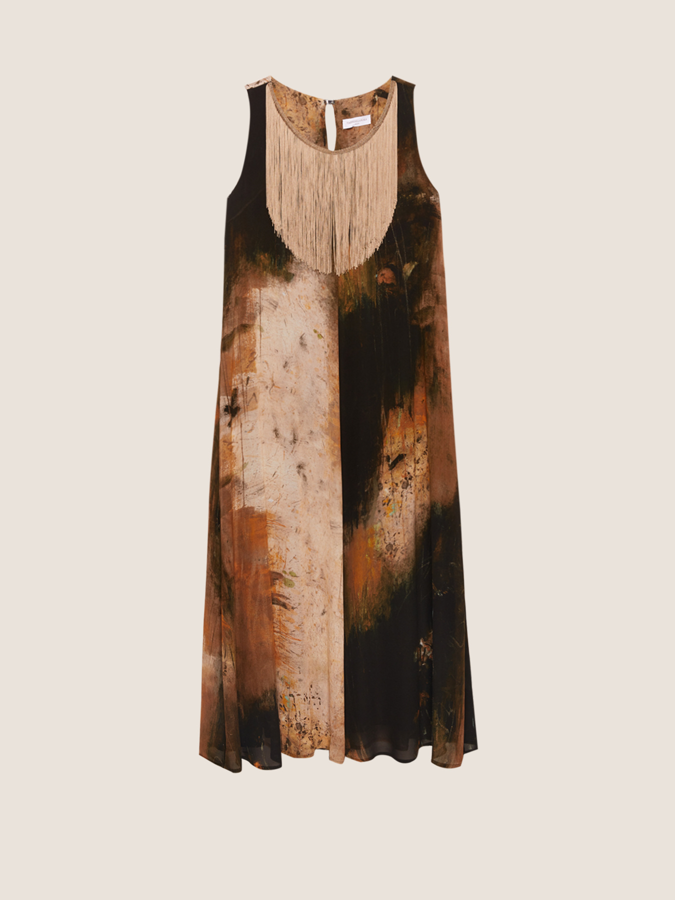 Bedrucktes Kleid mit Fransen image number 3