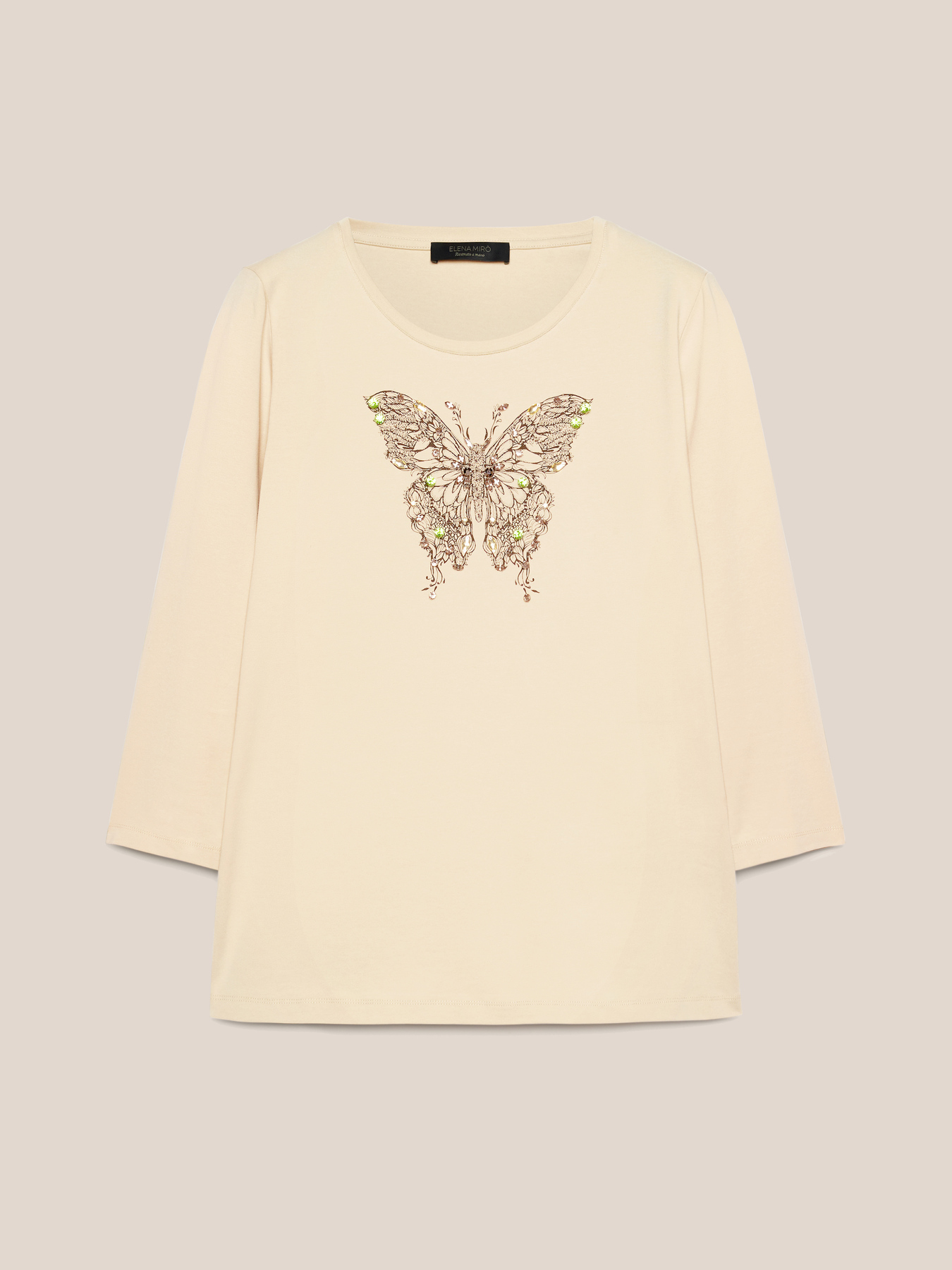 T-Shirt mit Aufdruck und handgearbeiteter Stickerei image number 4