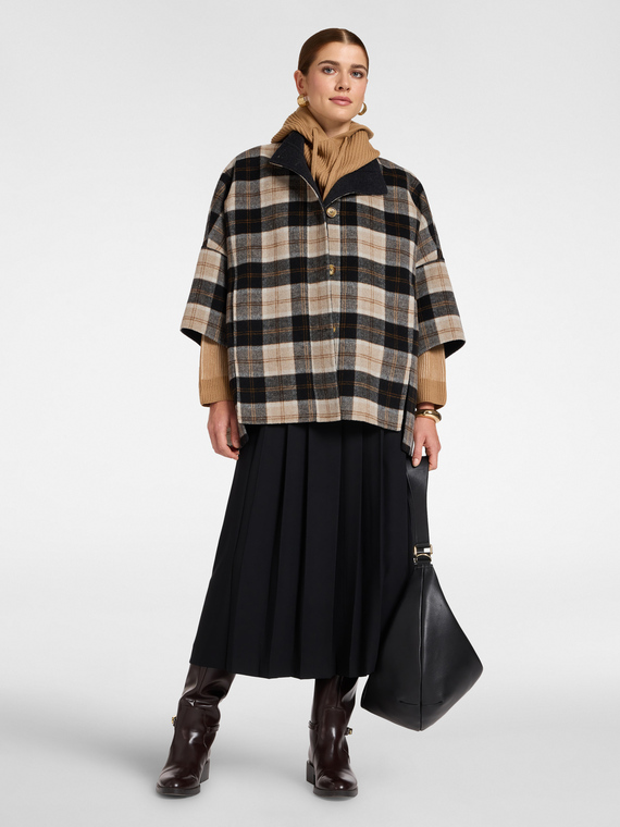 Long pleated skirt in satin-back crepe