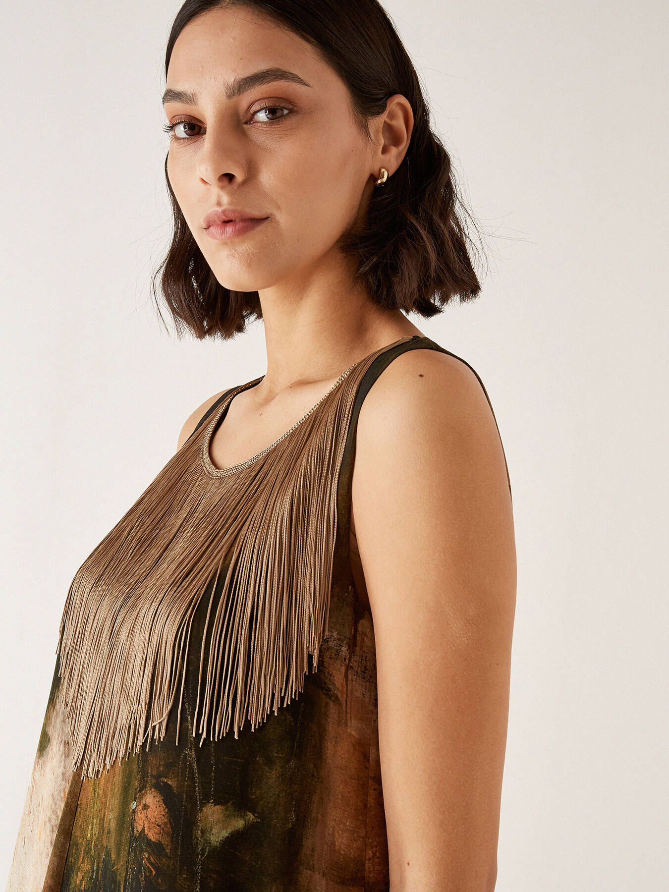 Bedrucktes Kleid mit Fransen image number 2