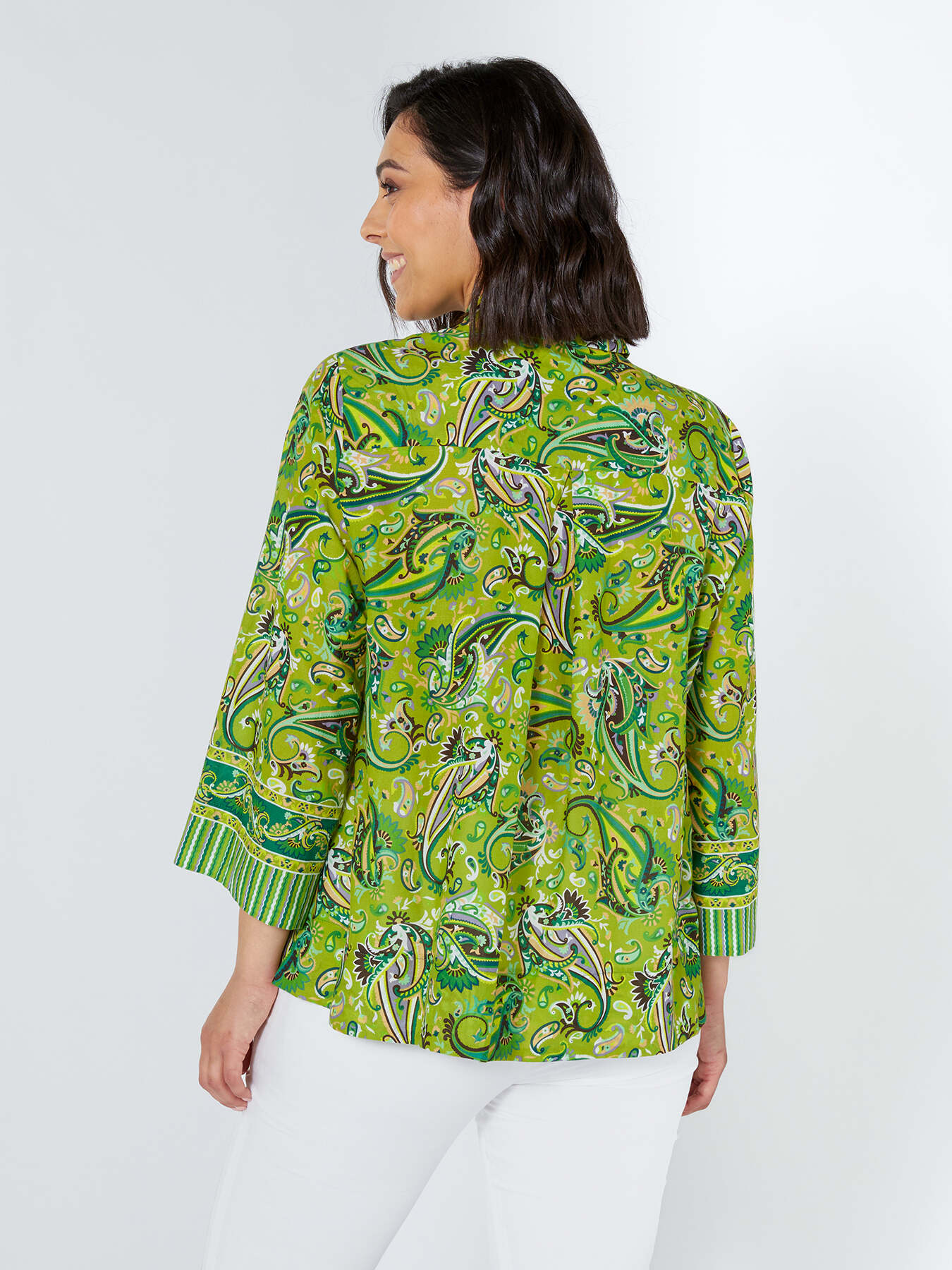 Gemusterte Hemdbluse mit aufgesetzten R&auml;ndern image number 2