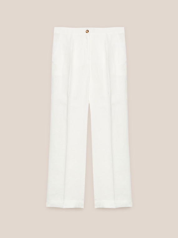 Straight trousers in pure linen