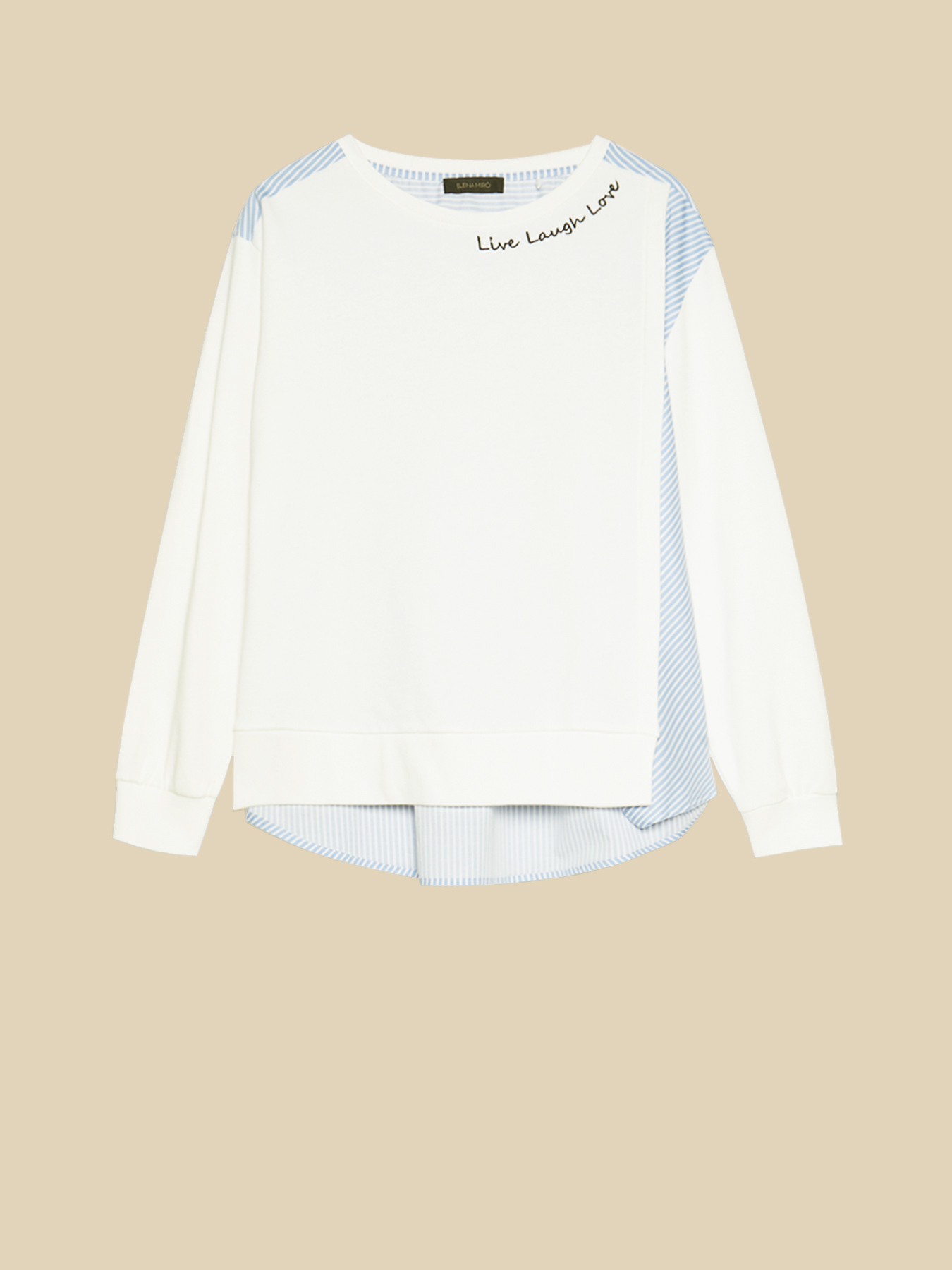 Sweatshirt with parts in striped poplin and embroidery image number 4