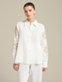 Linen shirt with embroidered sleeves image number 0