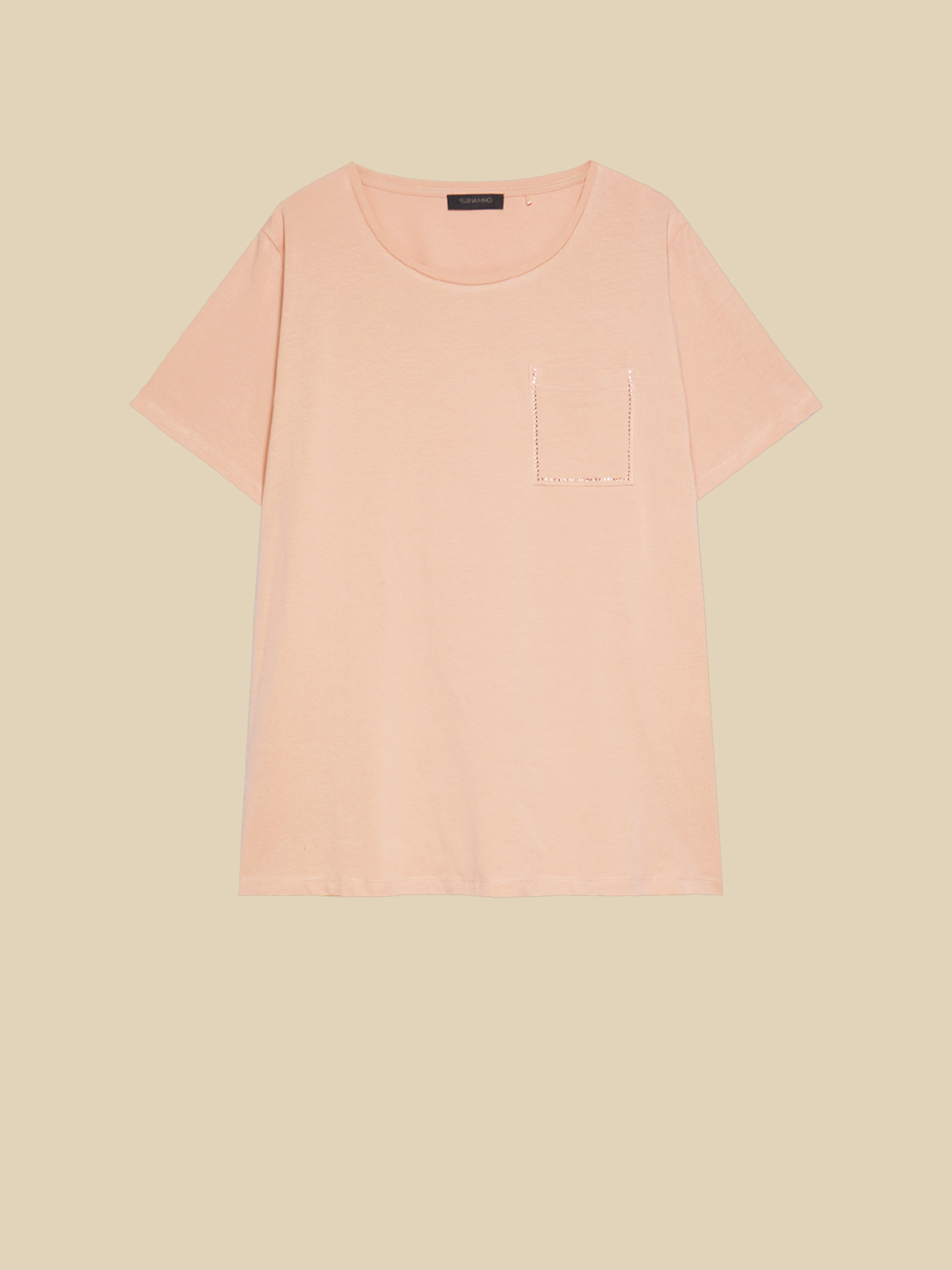 T-shirt con taschino e strass image number 4