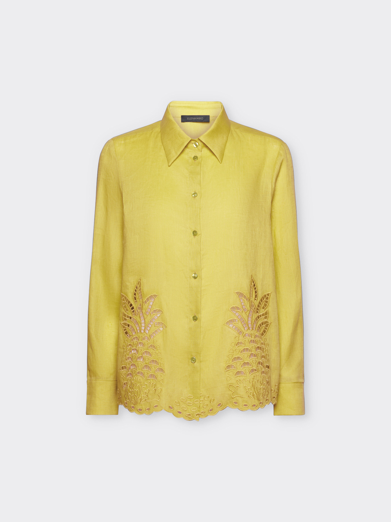 Linen shirt with openwork embroidery image number 4