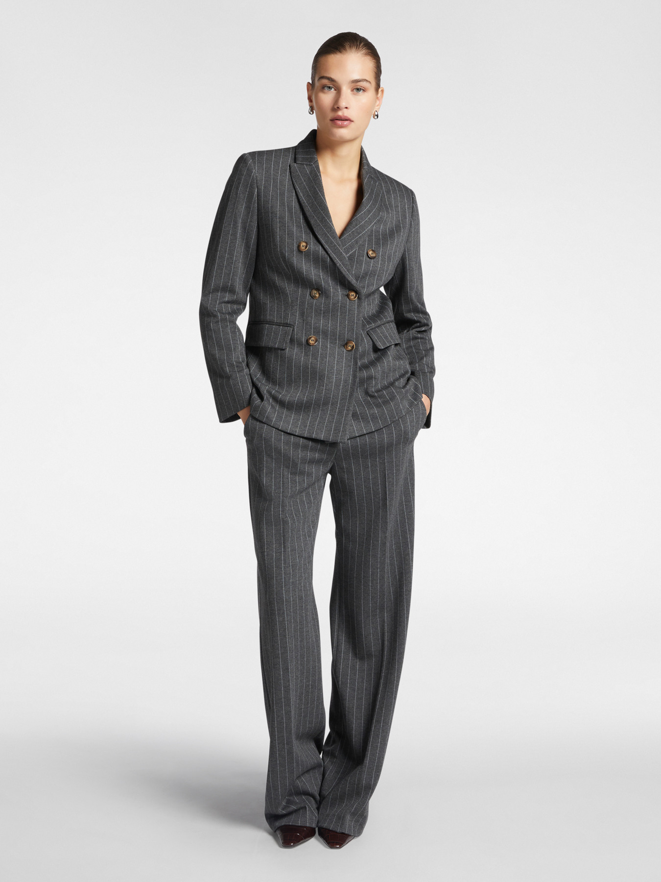 Pinstripe men&rsquo;s cut trousers image number 0