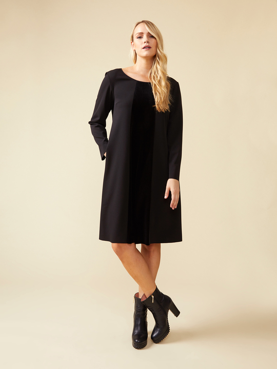 Elenamiro: Abito con inserto in velluto Nero_1