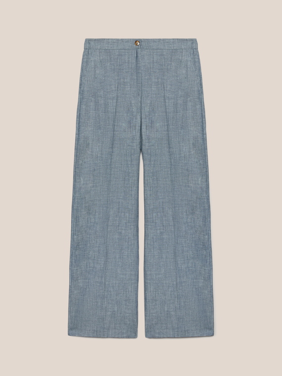 Pantalon large en coton et lin