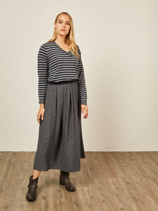 Elenamiro&nbsp;: Chandail &agrave; rayures avec broderie Bleu_1