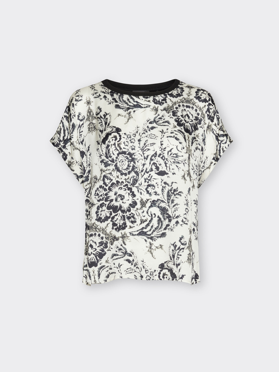 Camiseta estampada em viscose