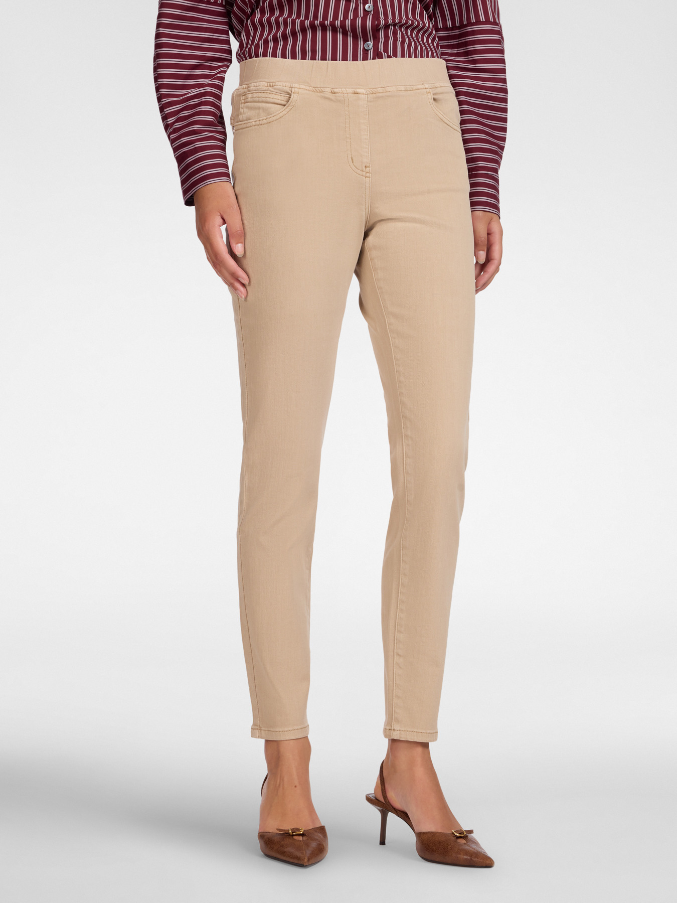 Slim-fit cotton blend drill trousers image number 2