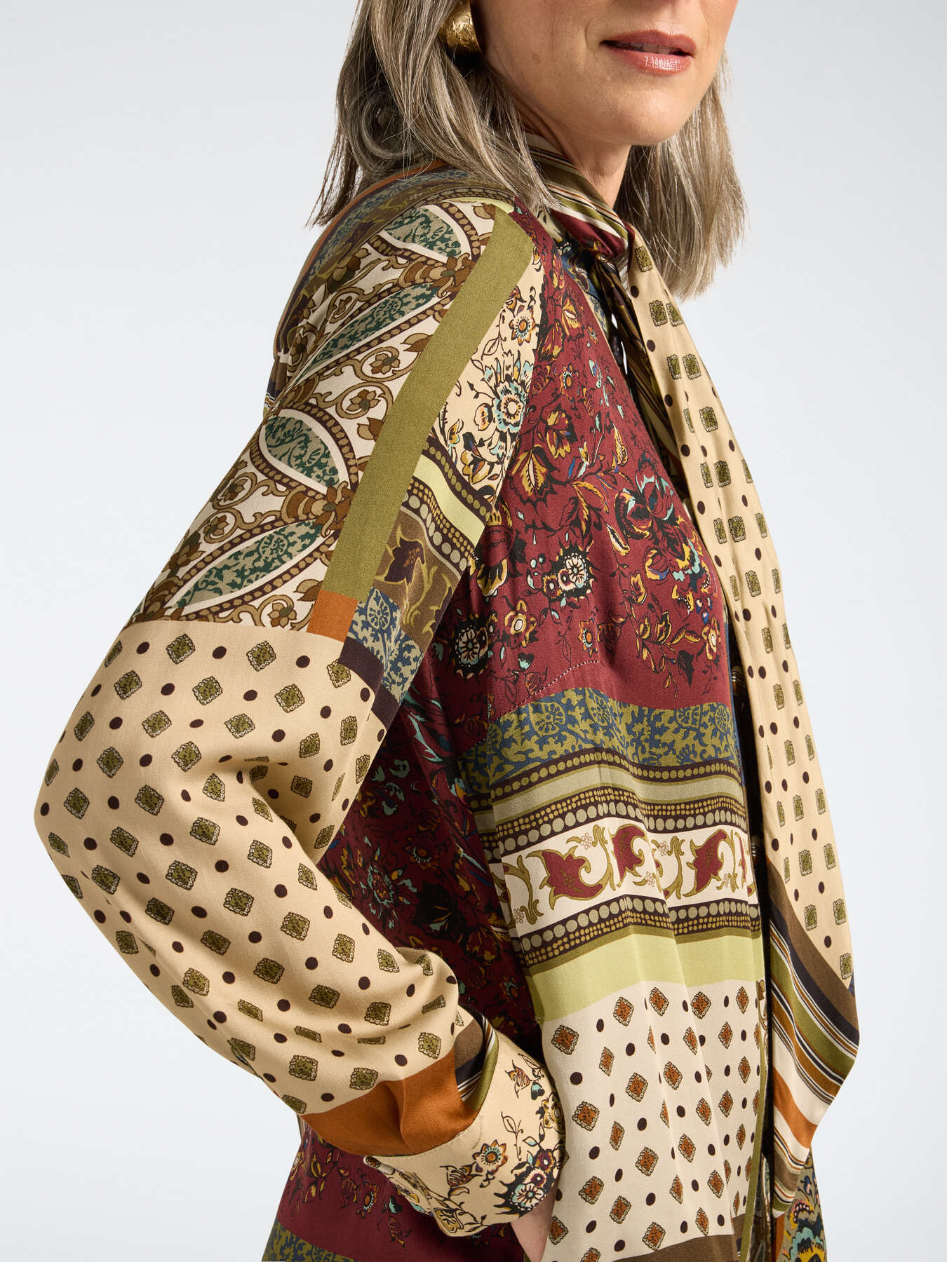 Long printed satin dress image number 3