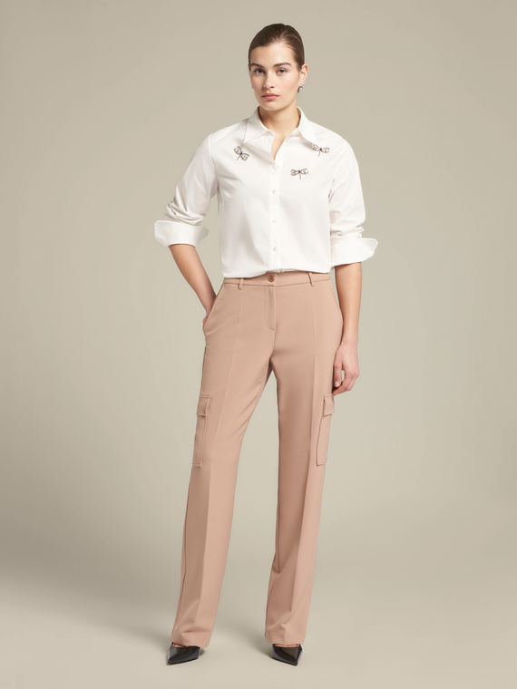 Tailored cargo trousers made from recycled fibres