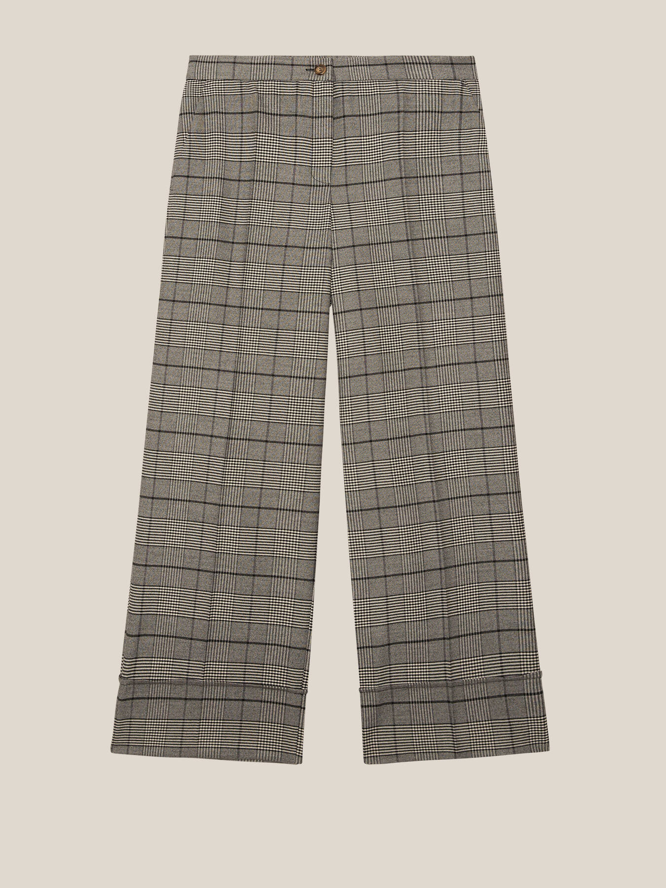 CROPPED-HOSE AUS STRETCH-FLANELL MIT GLENCHECK-MUSTER image number 5