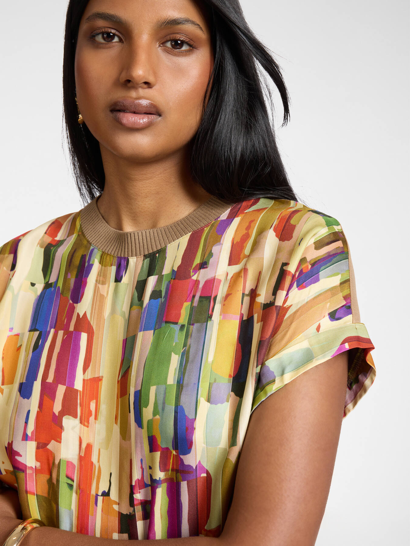 Two-fabric t-shirt with print image number 3