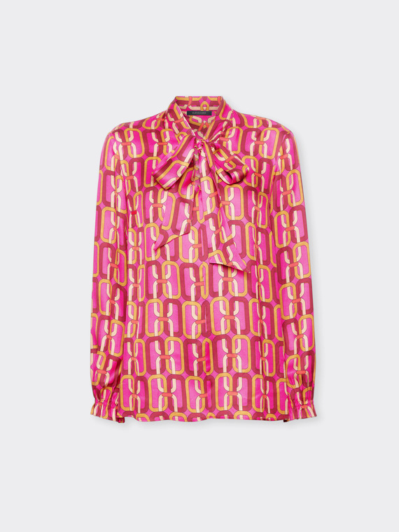 Blusa estampada con faj&iacute;n