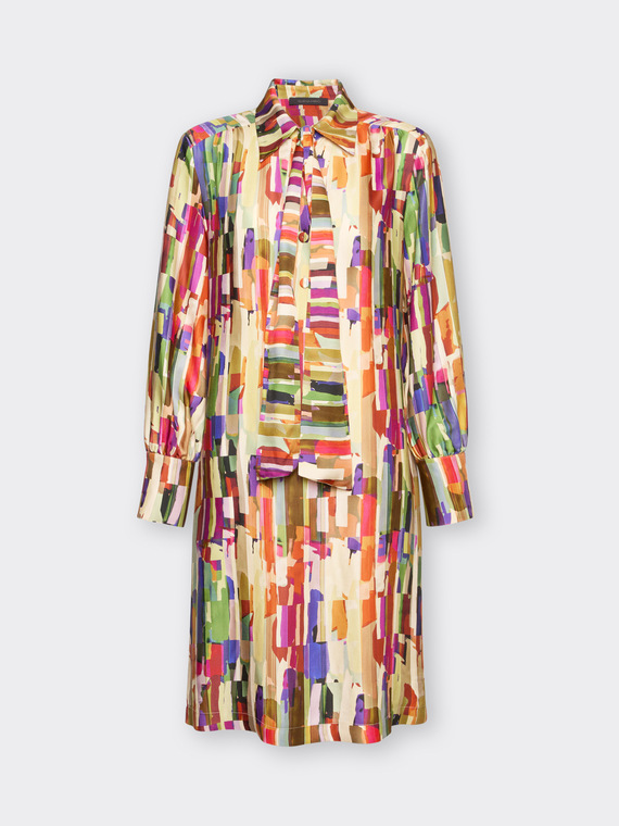 Bedrucktes Kleid mit Schleife
