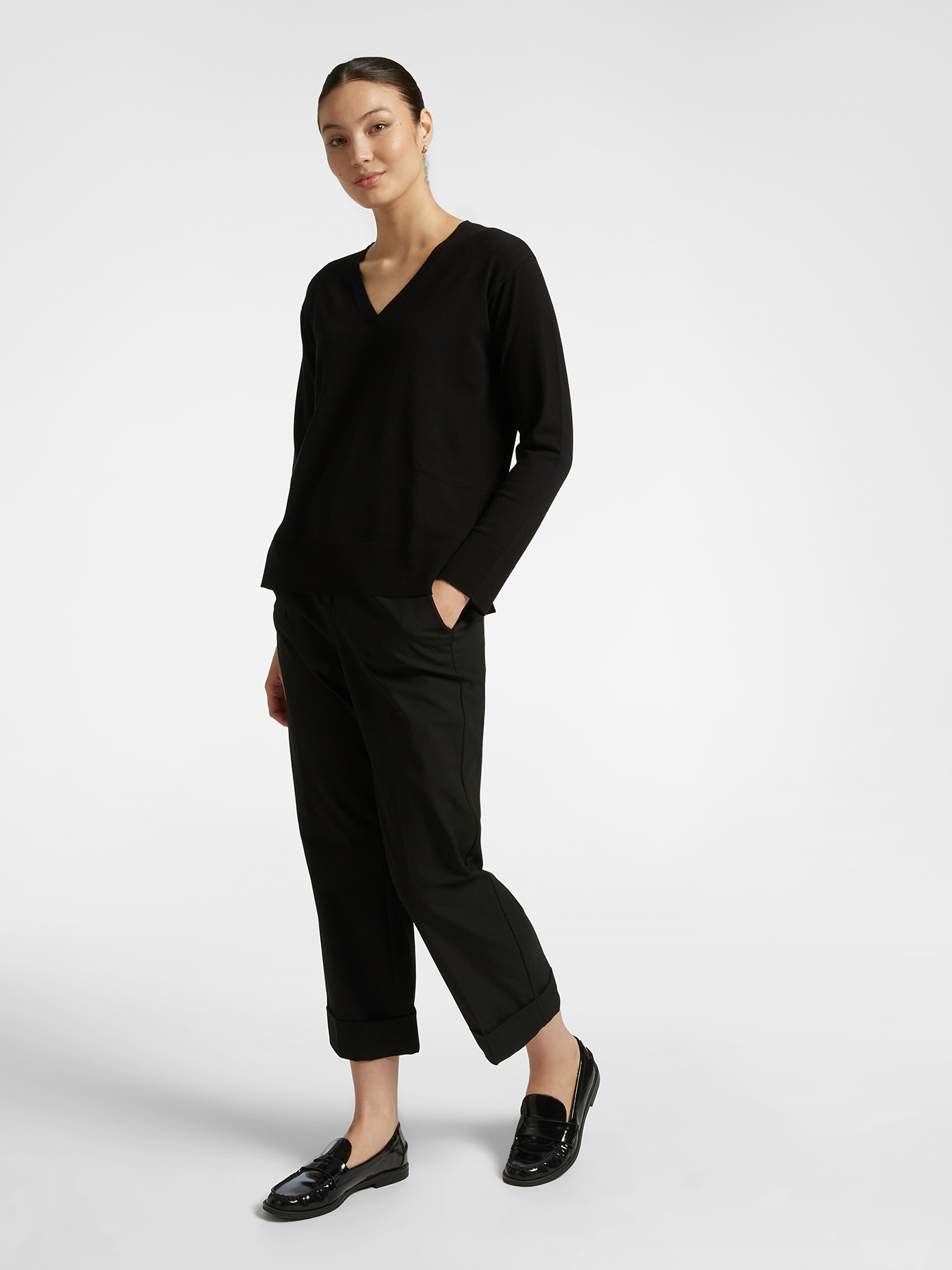 Maglia V neck in viscosa LENZING&trade; ECOVERO&trade; image number 2