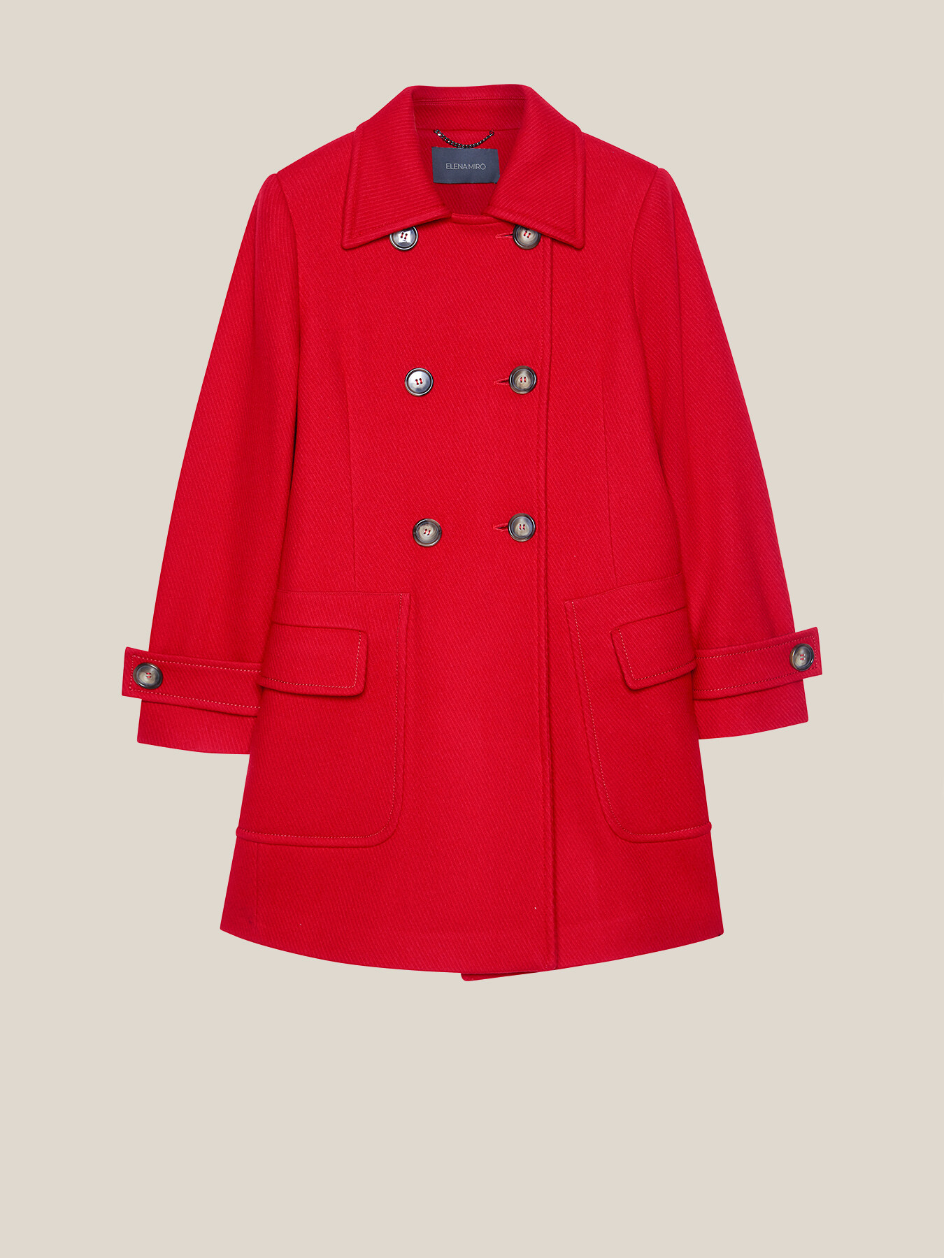 Manteau double boutonnage en tissu diagonal image number 5