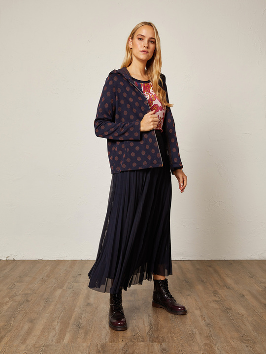 Elenamiro: Lurex-Sweatshirt mit Punktmuster Blau_1