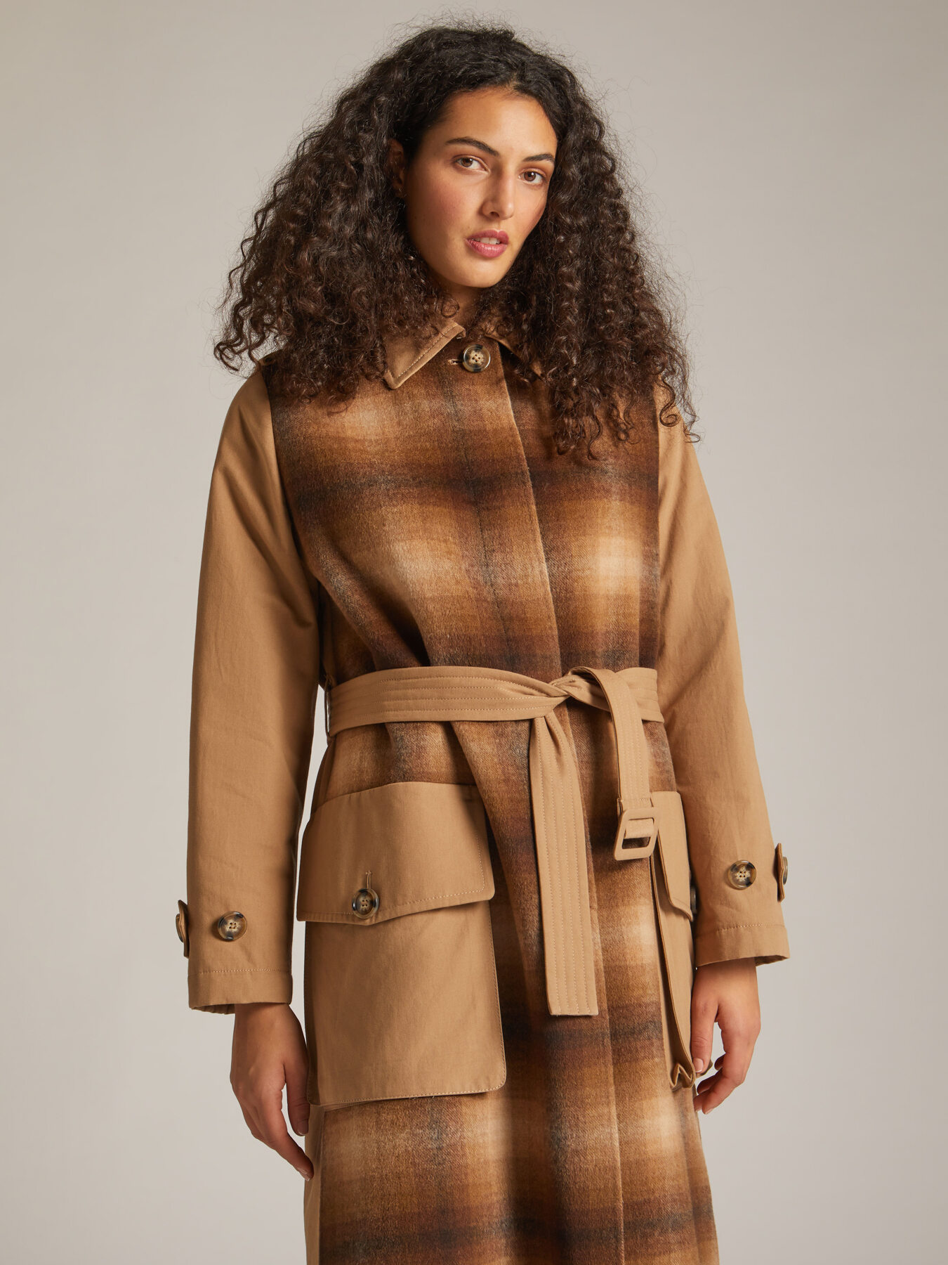 Chequered pattern Trench coat