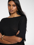 Striped perforated viscose blend top image number 3