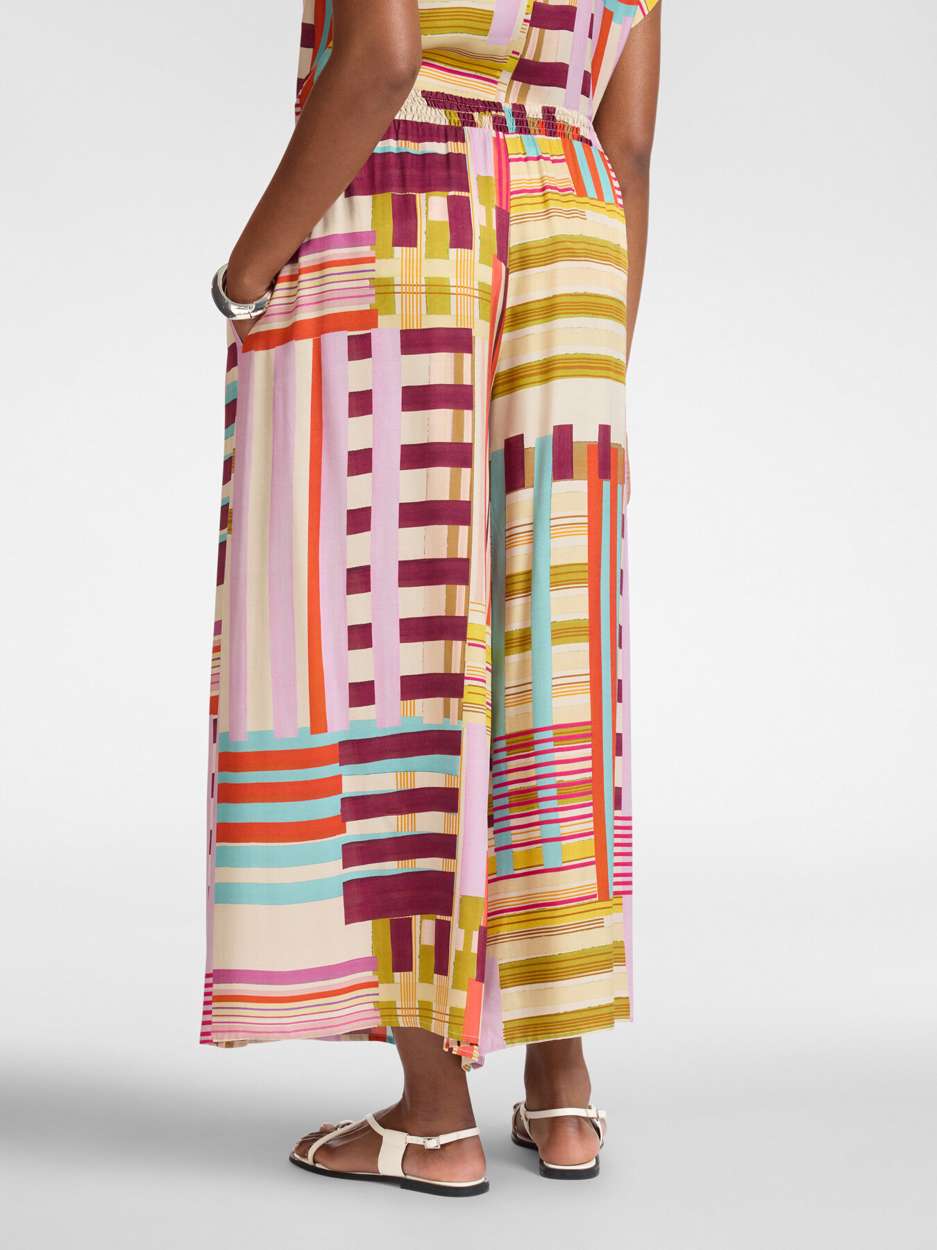 Printed satin palazzo pants image number 1