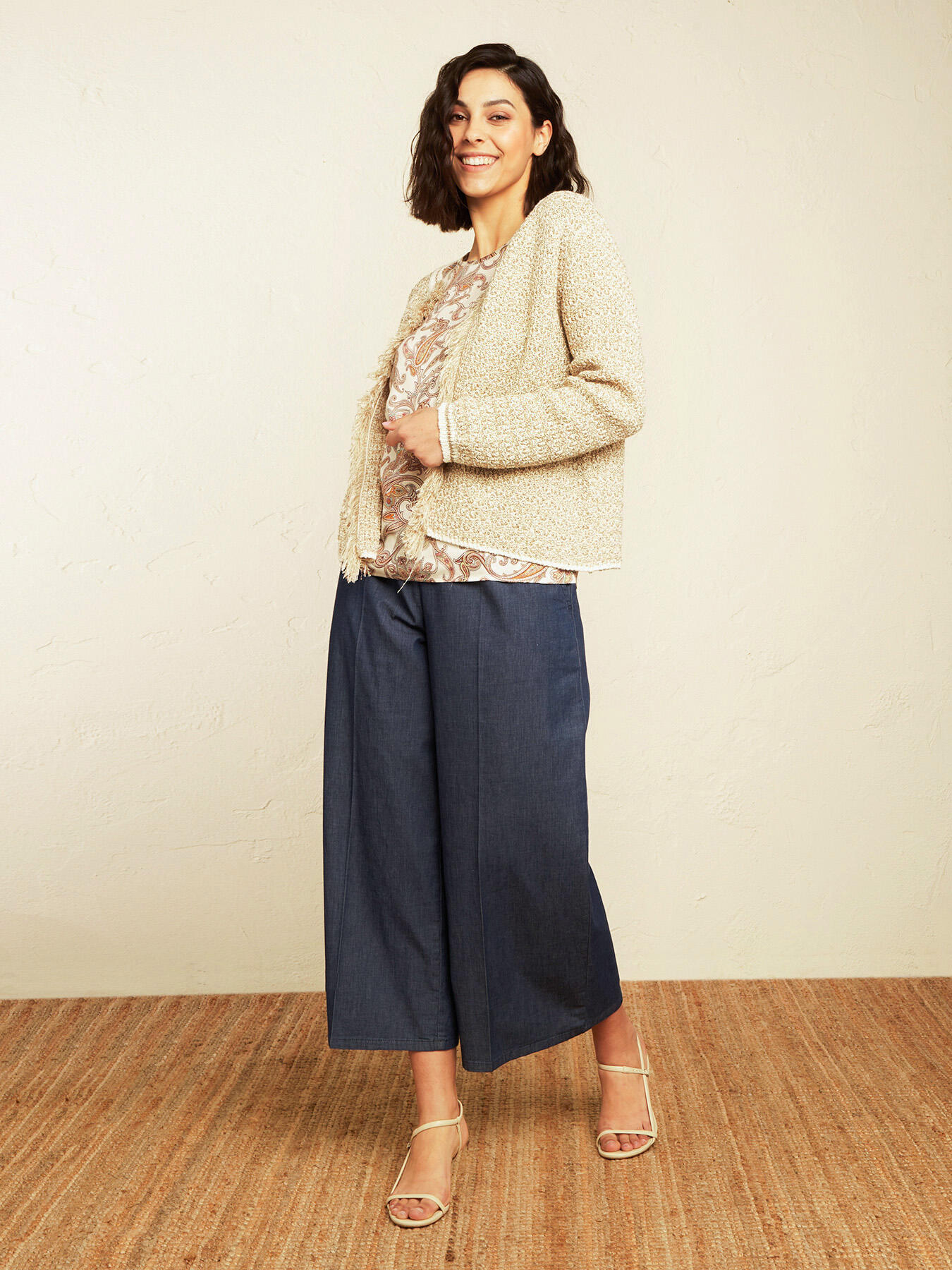 Pullover mit Fransen in Tweed-Optik image number 2