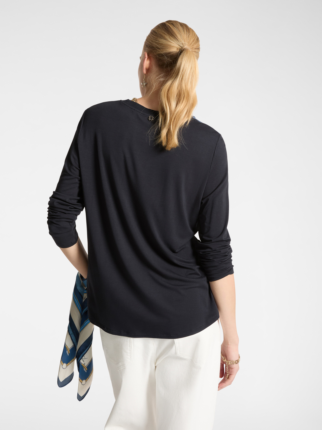 T-Shirt aus zwei Stoffen mit Aufdruck image number 1