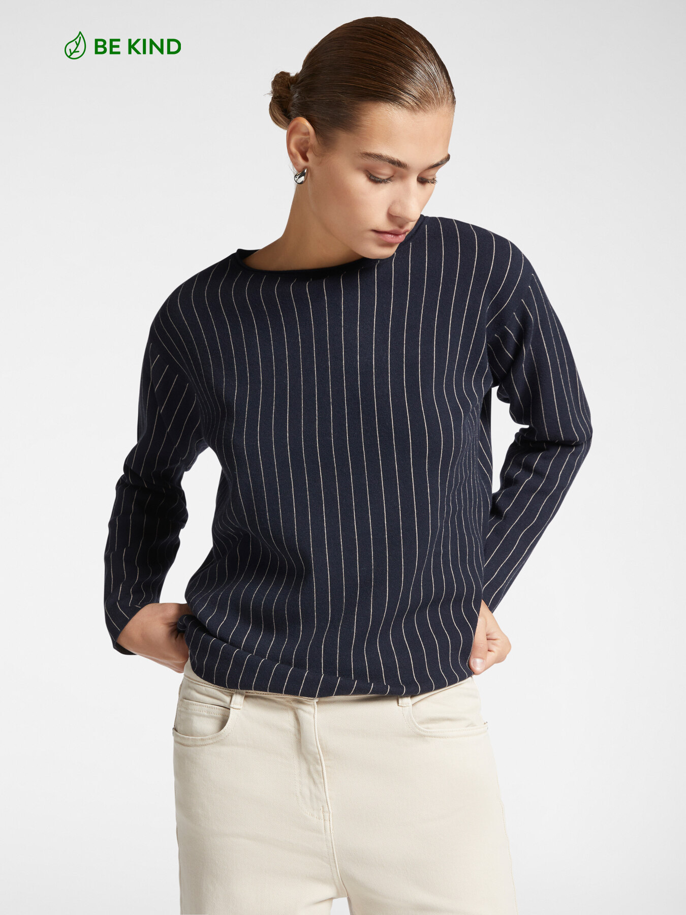 Camisola &agrave;s riscas de viscose LENZING&trade; ECOVERO&trade; image number 0