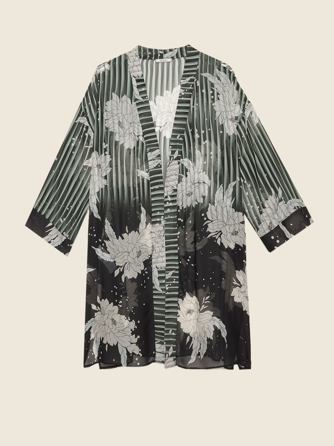 Elenamiro: T&uacute;nica longa aberta em organza estampada_8