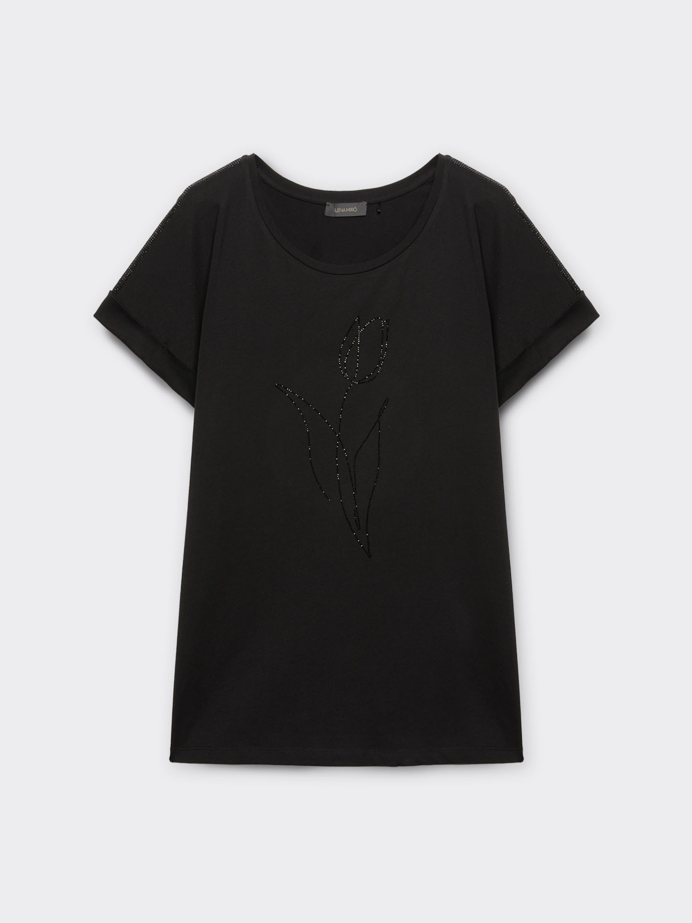 T-shirt con fiore in cristalli image number 5