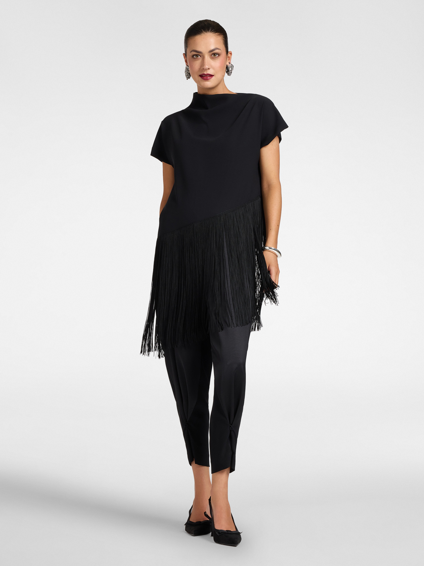 Envers satin top with fringes image number 2