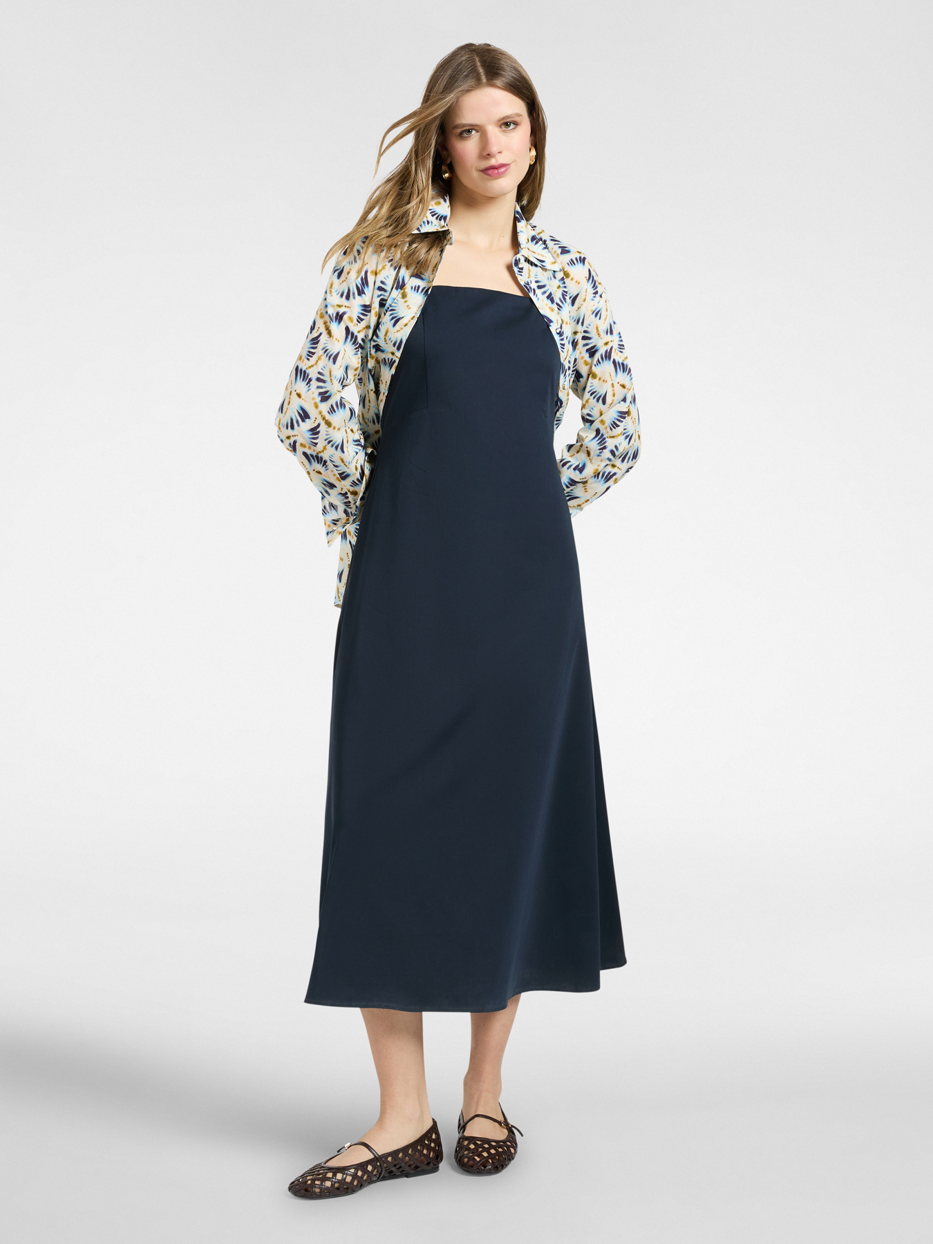 Vestito lungo raso misto cotone image number 2