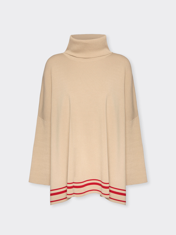 Oversize-Pullover mit gestreiftem Saum