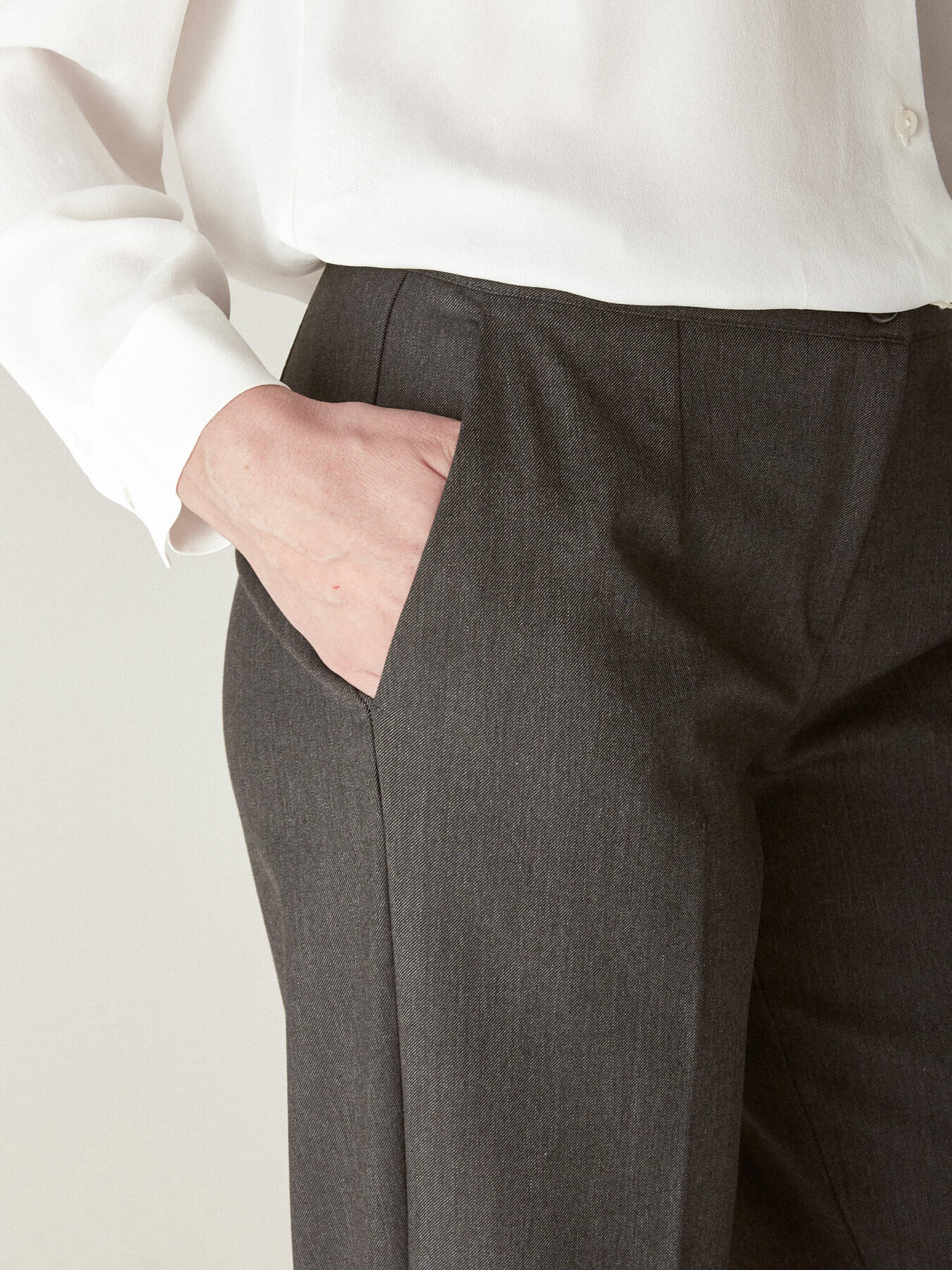 WIDE-LEG TWILL TROUSERS image number 3