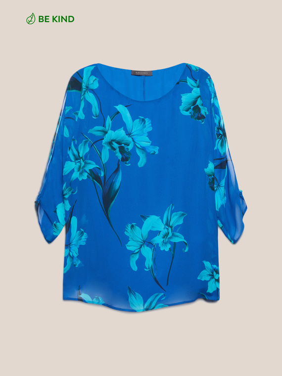 Floral blouse with slits