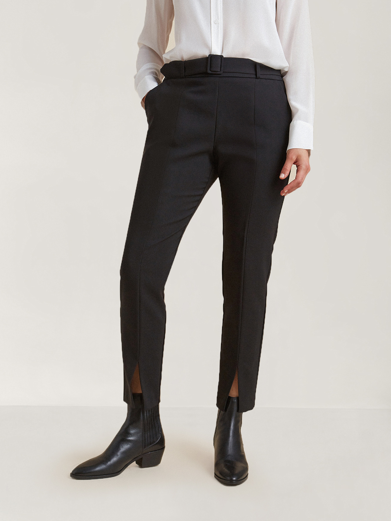 Pantalones con cinturón de tela image number 2