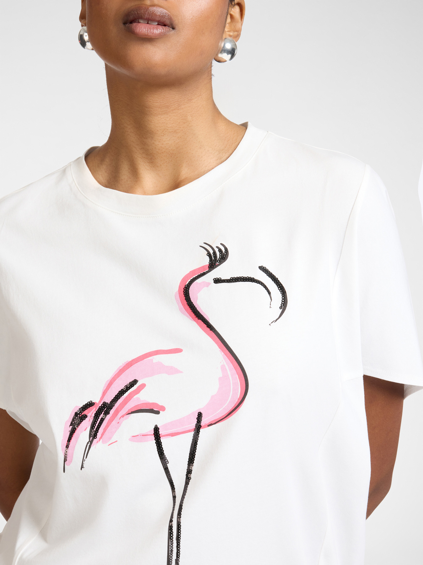T-shirt in cotone stampata con strass image number 3