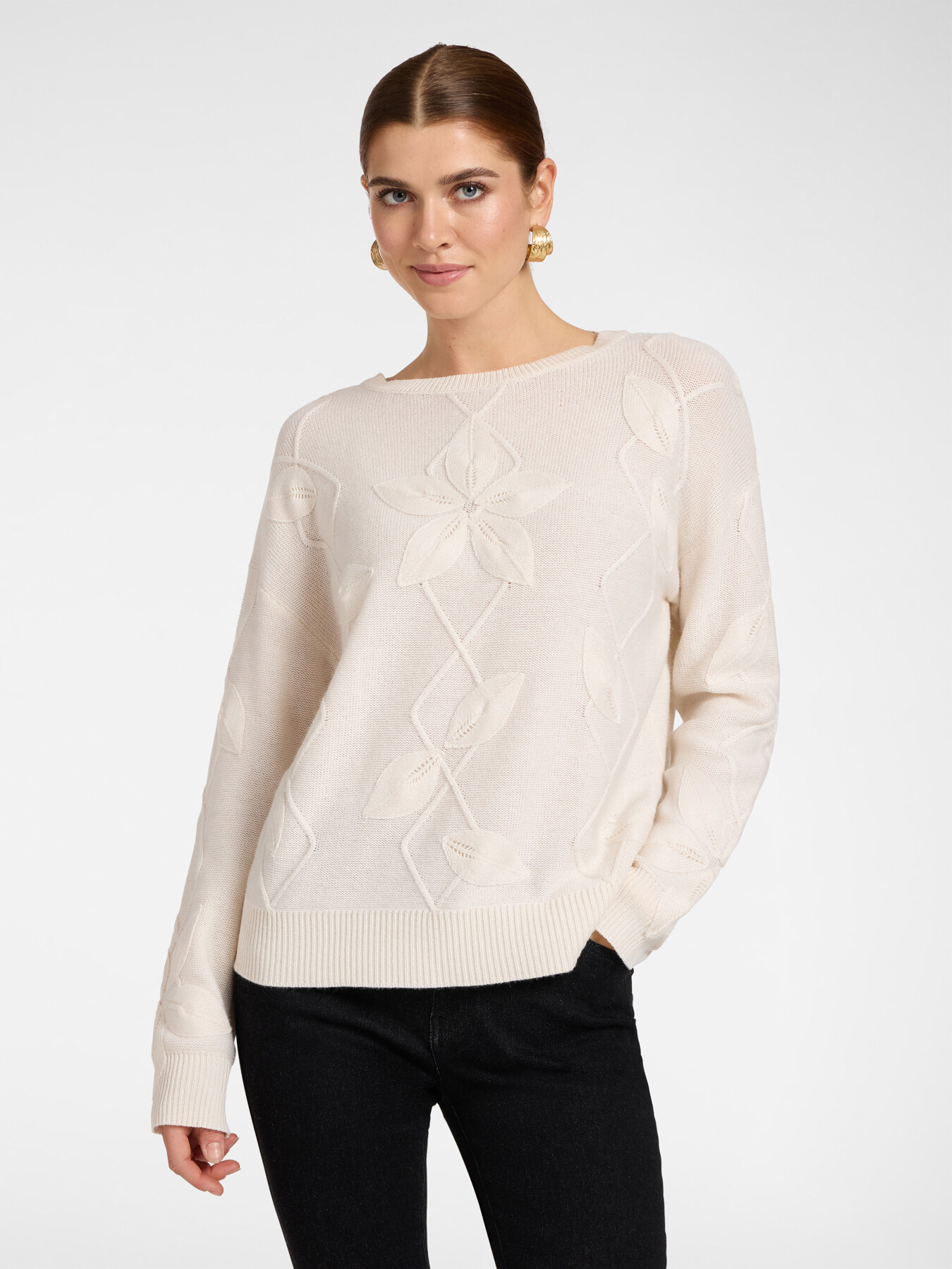 Pull en m&eacute;lange de cachemire &agrave; motif floral image number 0