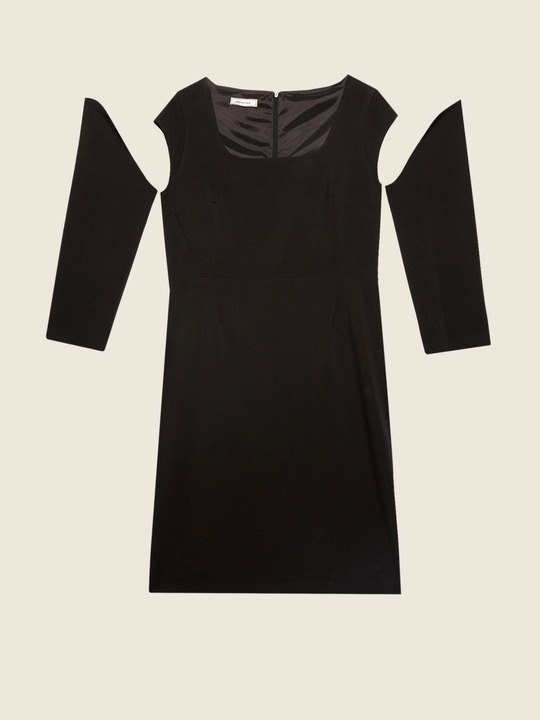 Elenamiro&nbsp;: Robe &eacute;l&eacute;gante en cady stretch Noir_1