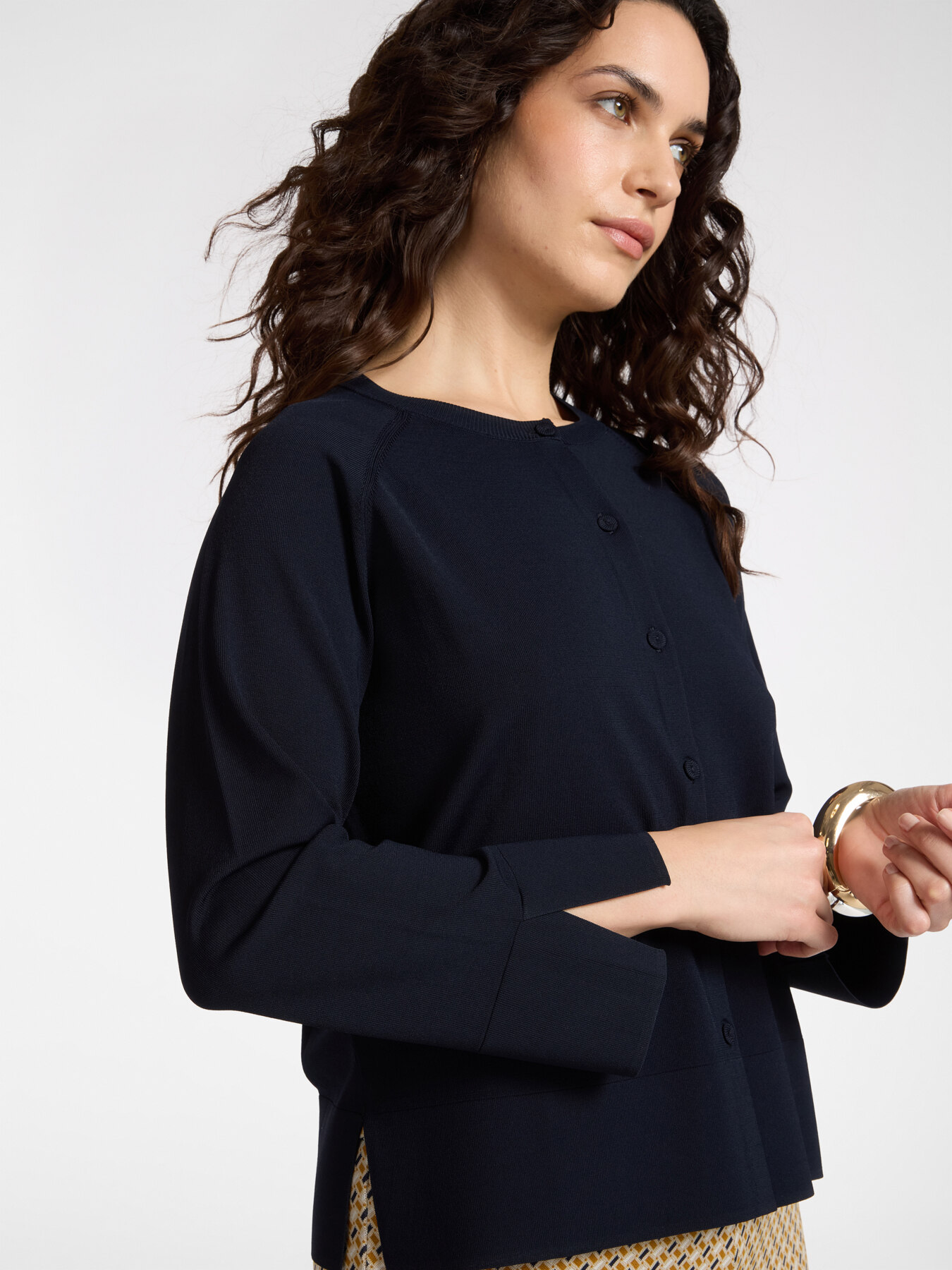 Cardigan col rond m&eacute;lange viscose image number 3