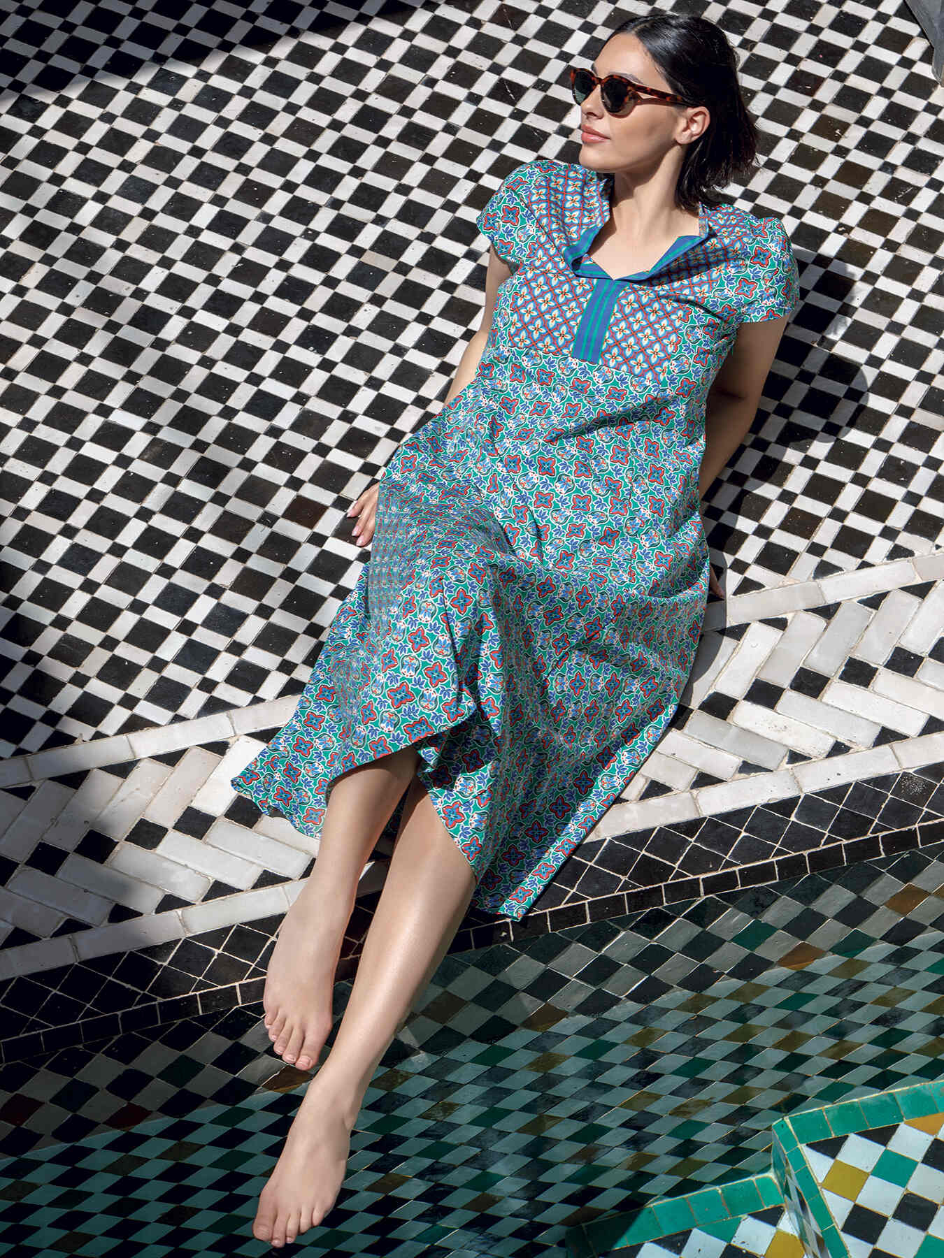 Kleid aus bedrucktem Baumwollstretch image number 0