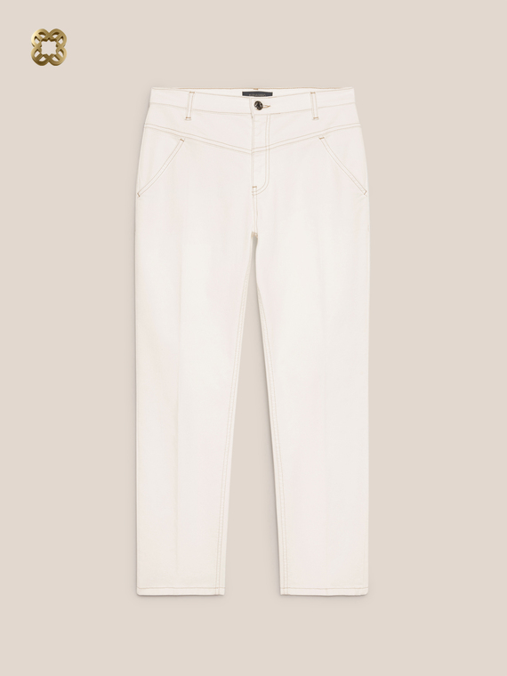 Slim-fit trousers with contrasting stitching